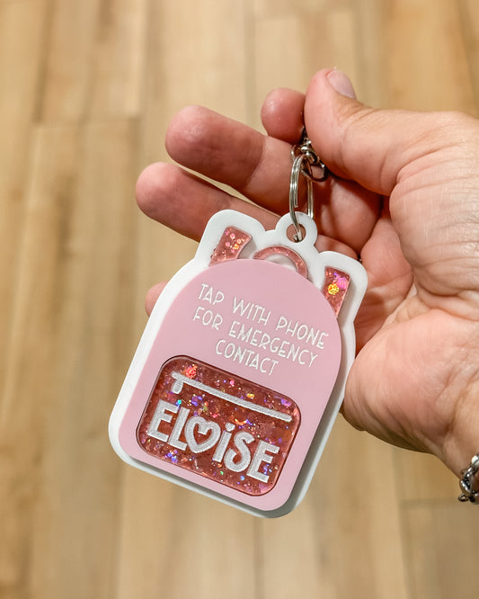 Personalized NFC Emergency Contact Backpack Keychain