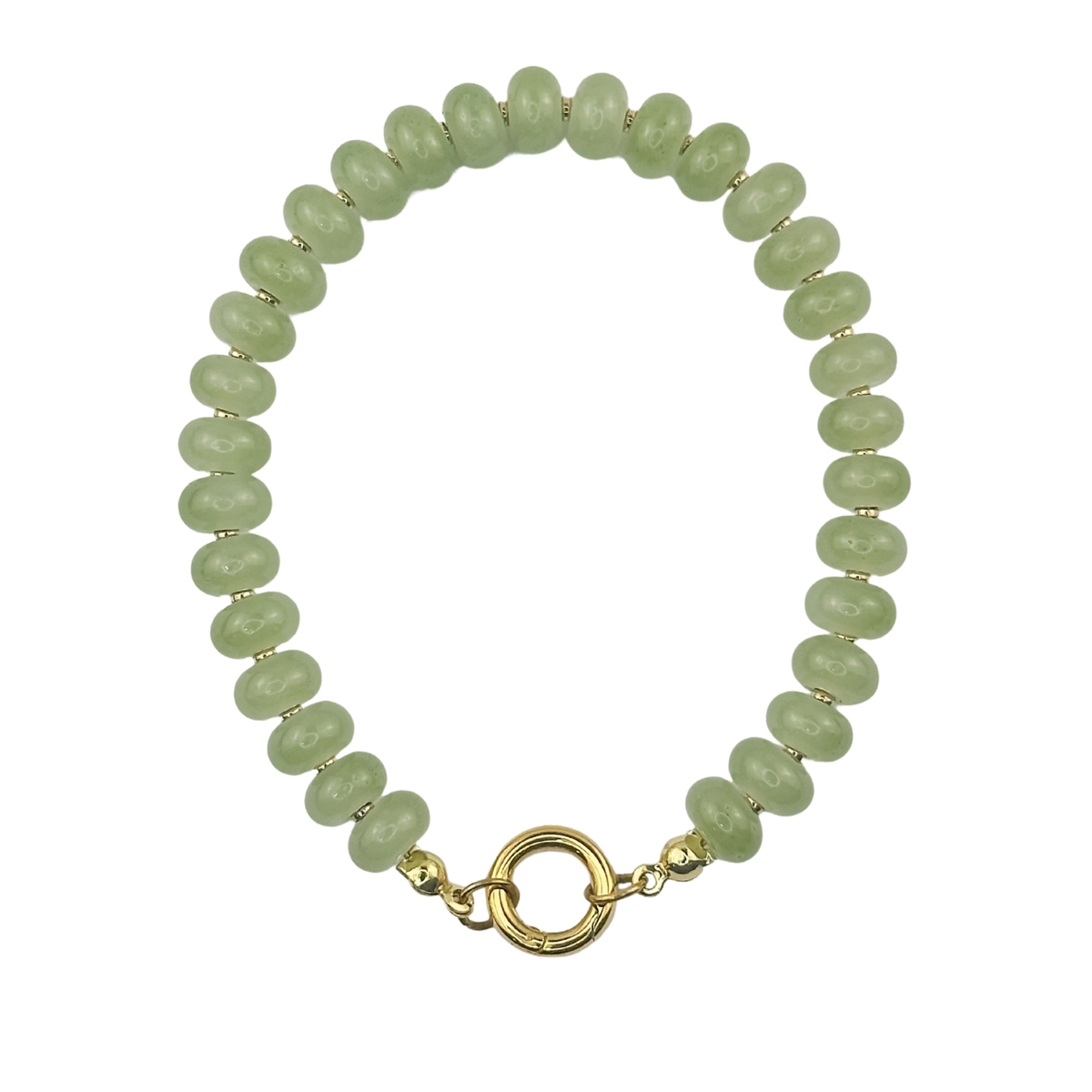 Agate Rondelle Beaded Bracelet with Charm Keeper