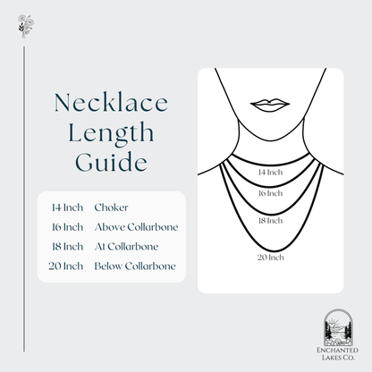 Necklace Length Chart. Showing examples of necklace lengths on a mannequin lengths 14inch - 20 inch