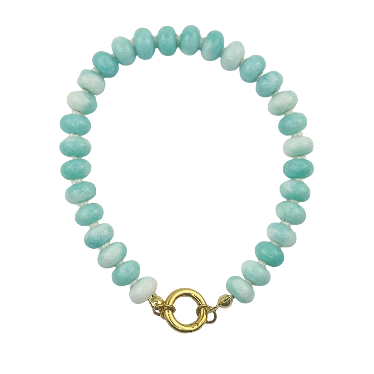 Agate Rondelle Beaded Bracelet with Charm Keeper