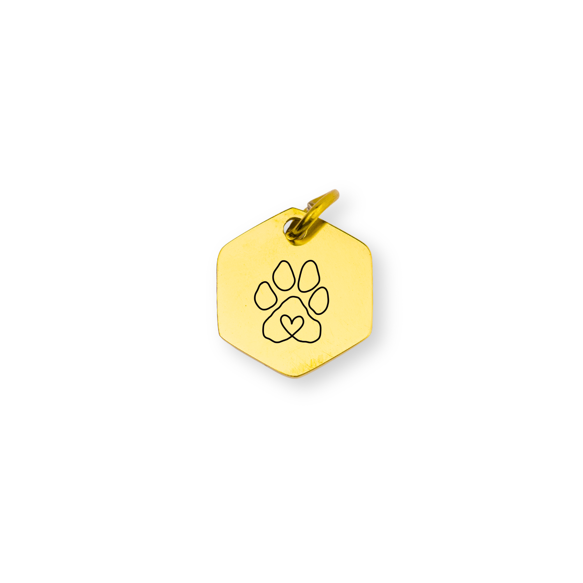 Pet Paw Engraved Hexagon Charm