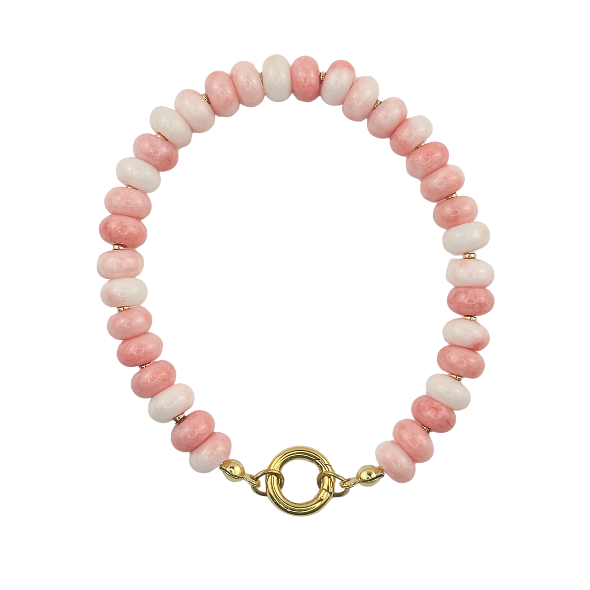 Agate Rondelle Beaded Bracelet with Charm Keeper