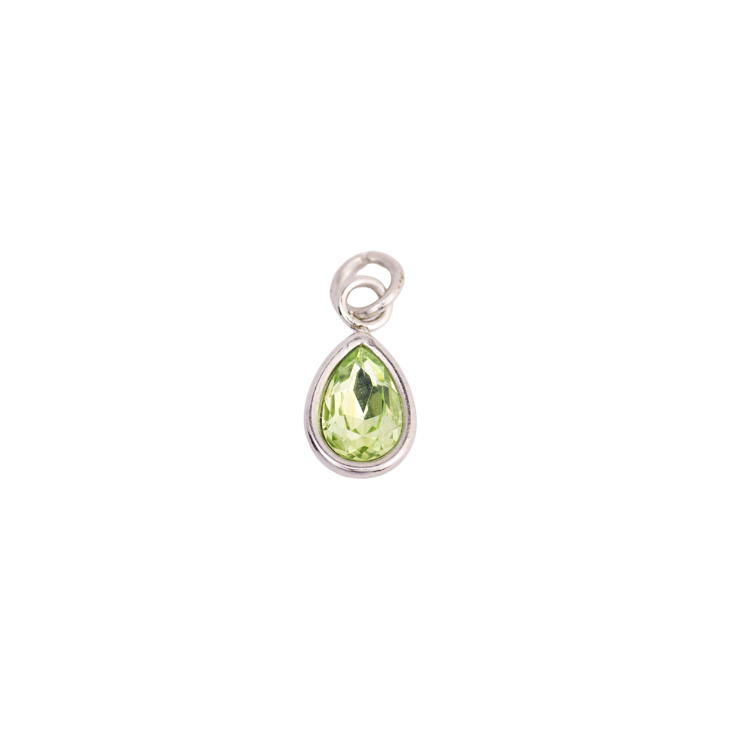 August Peridot Teardrop Birthstone Charm