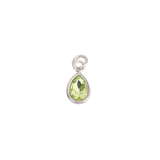 August Peridot Teardrop Birthstone Charm