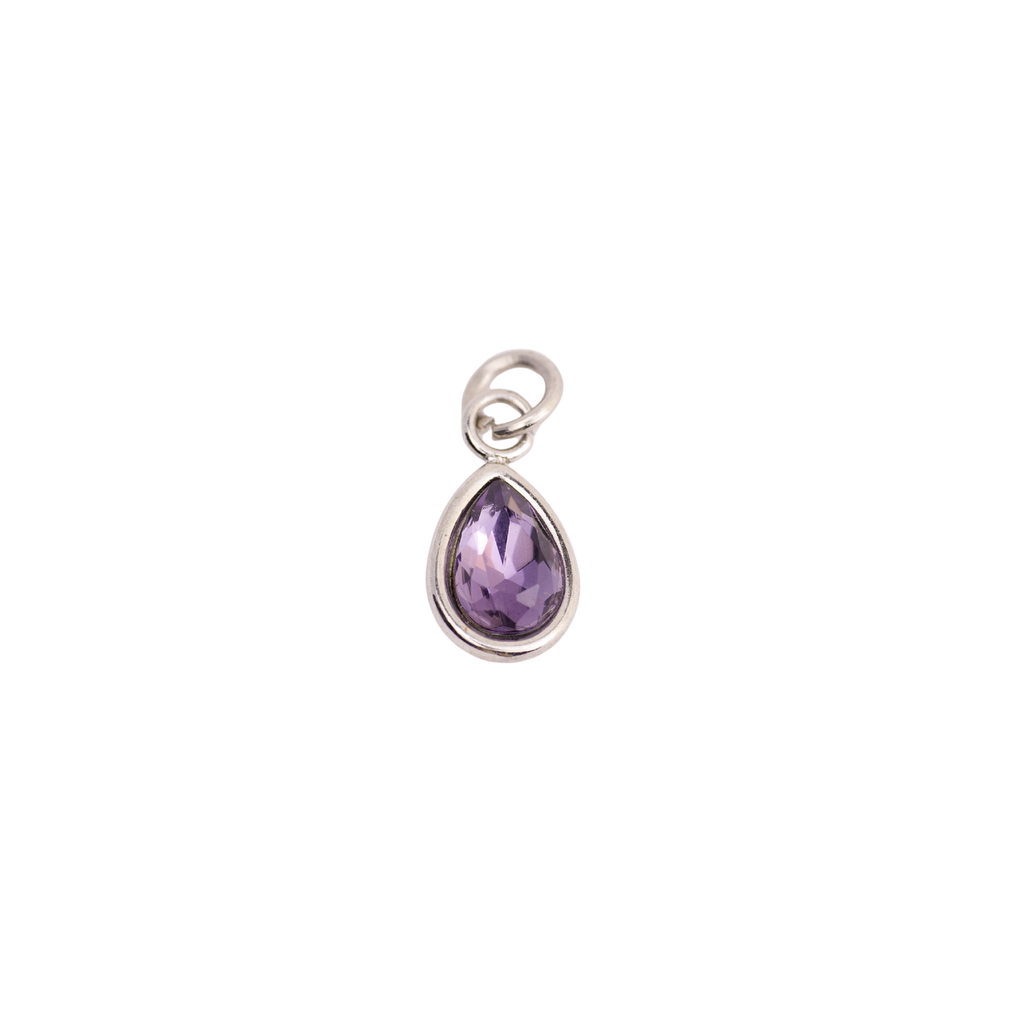 February Amethyst Teardrop Birthstone Charm