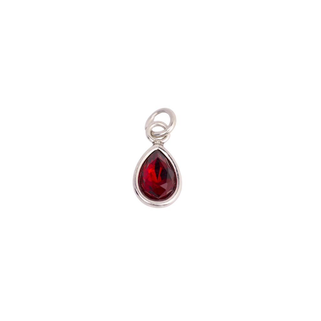 January Garnet Teardrop Birthstone Charm