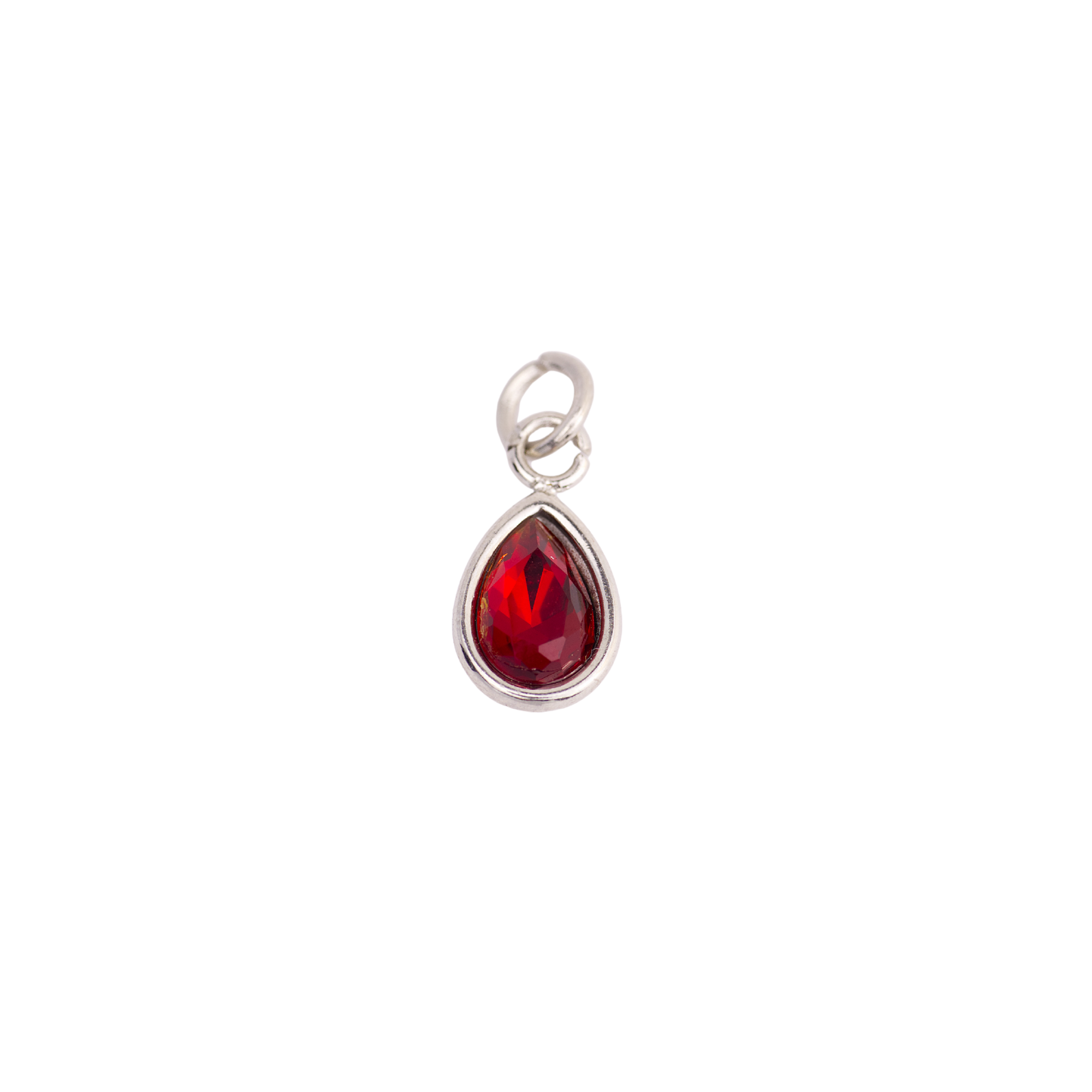 July Ruby Teardrop Birthstone Charm