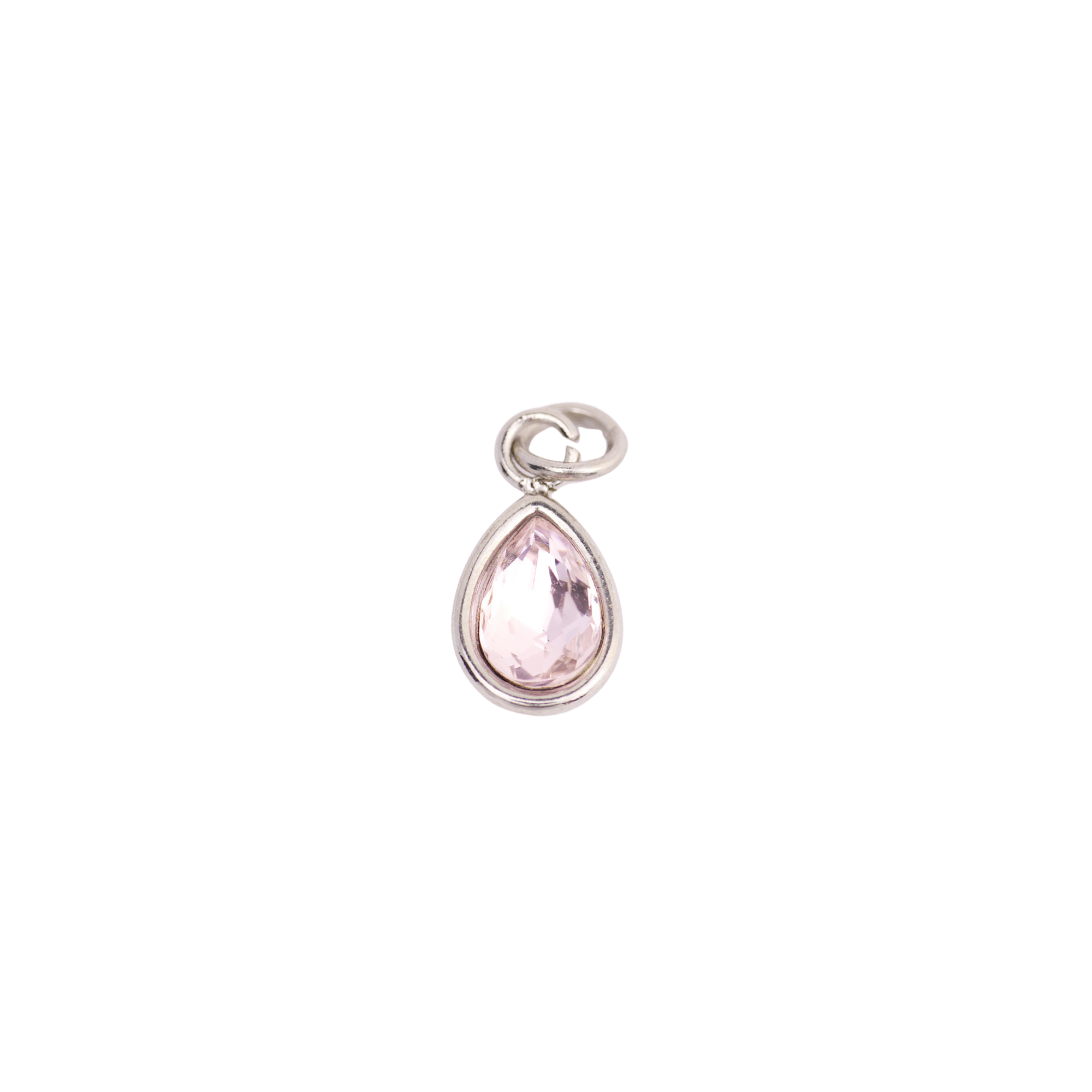 October Pink Tourmaline Teardrop Birthstone Charm